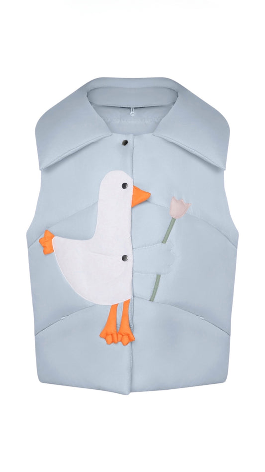 Vest "Little duck" blue with detachable collar