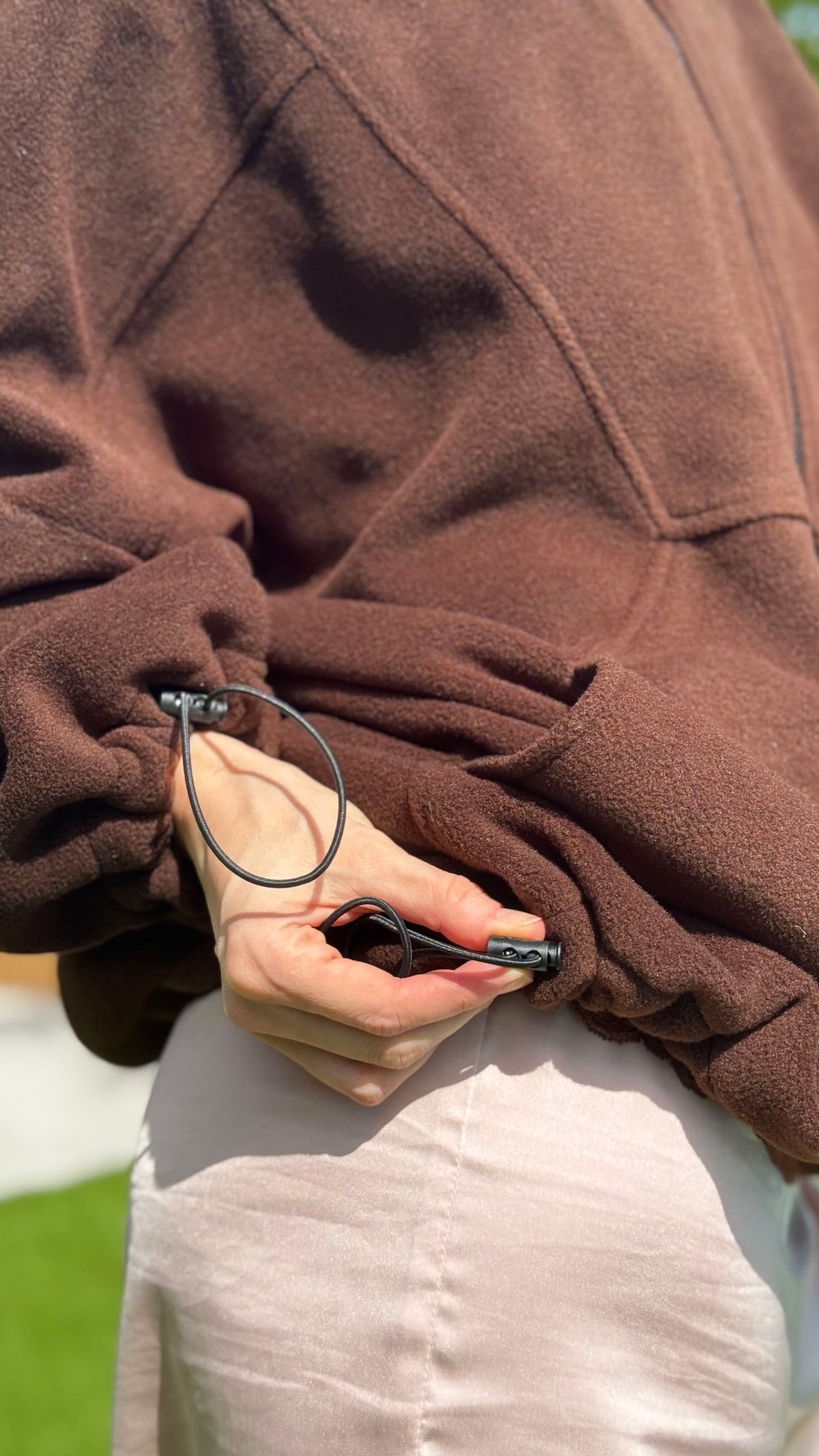 Zip-through fleece jacket chocolate