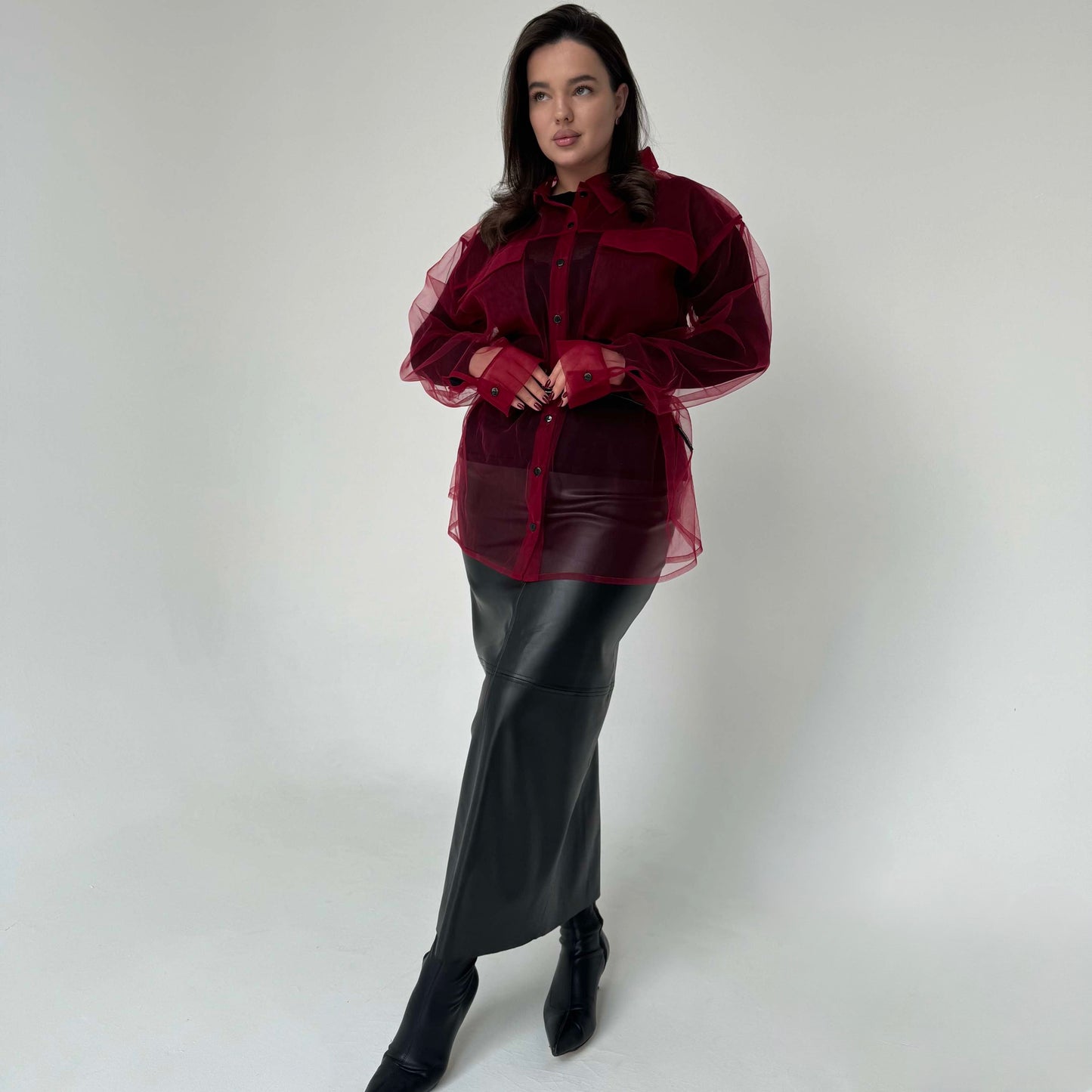 Transparent marsala shirt