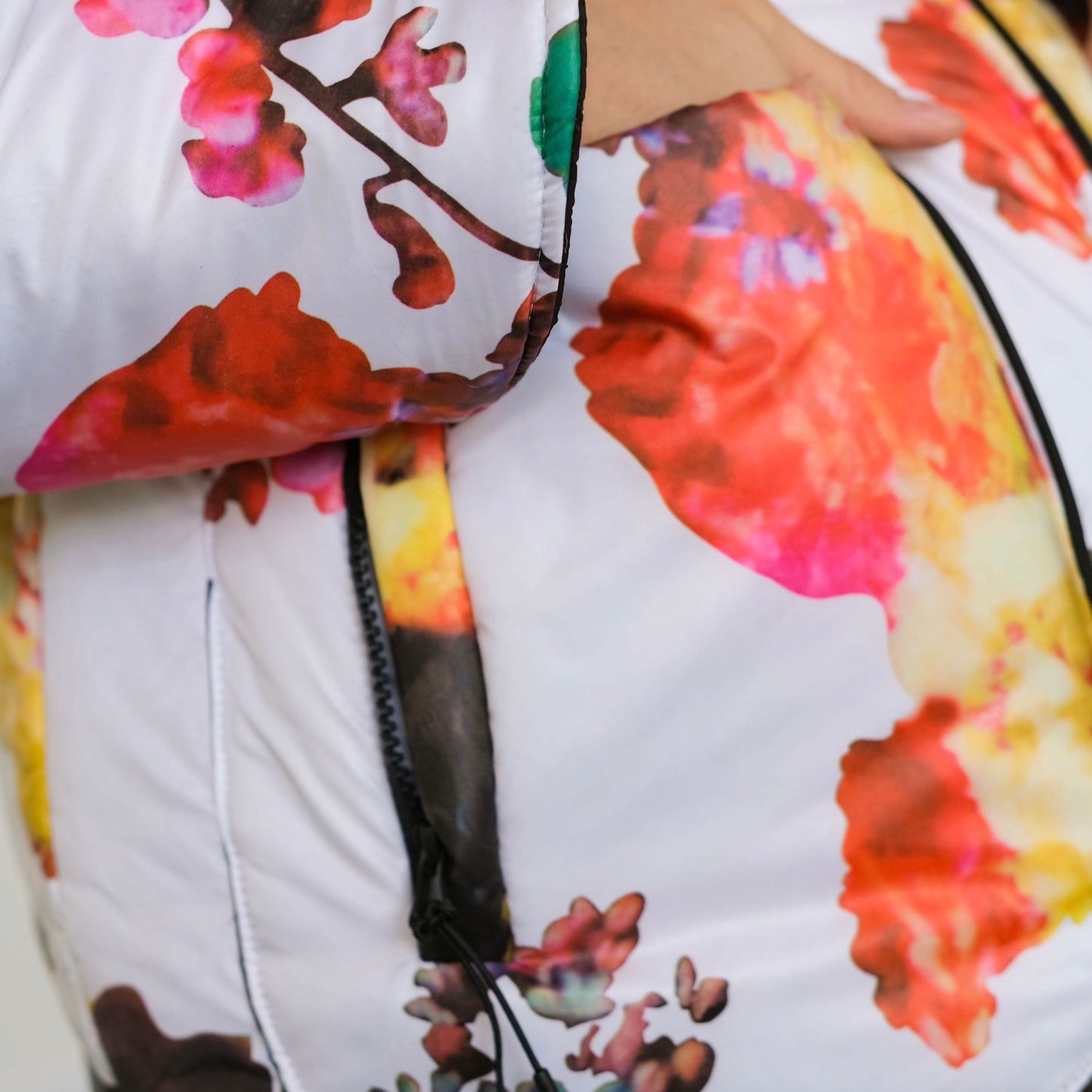 Winter double-sided jacket flower/black