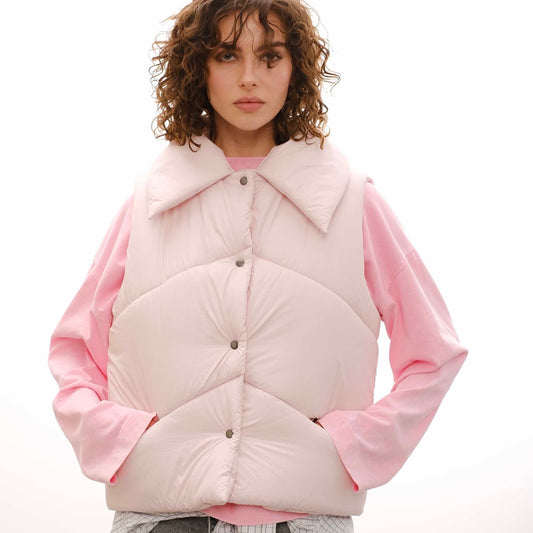 Жилетка з відстібним коміром рожева солодка вата