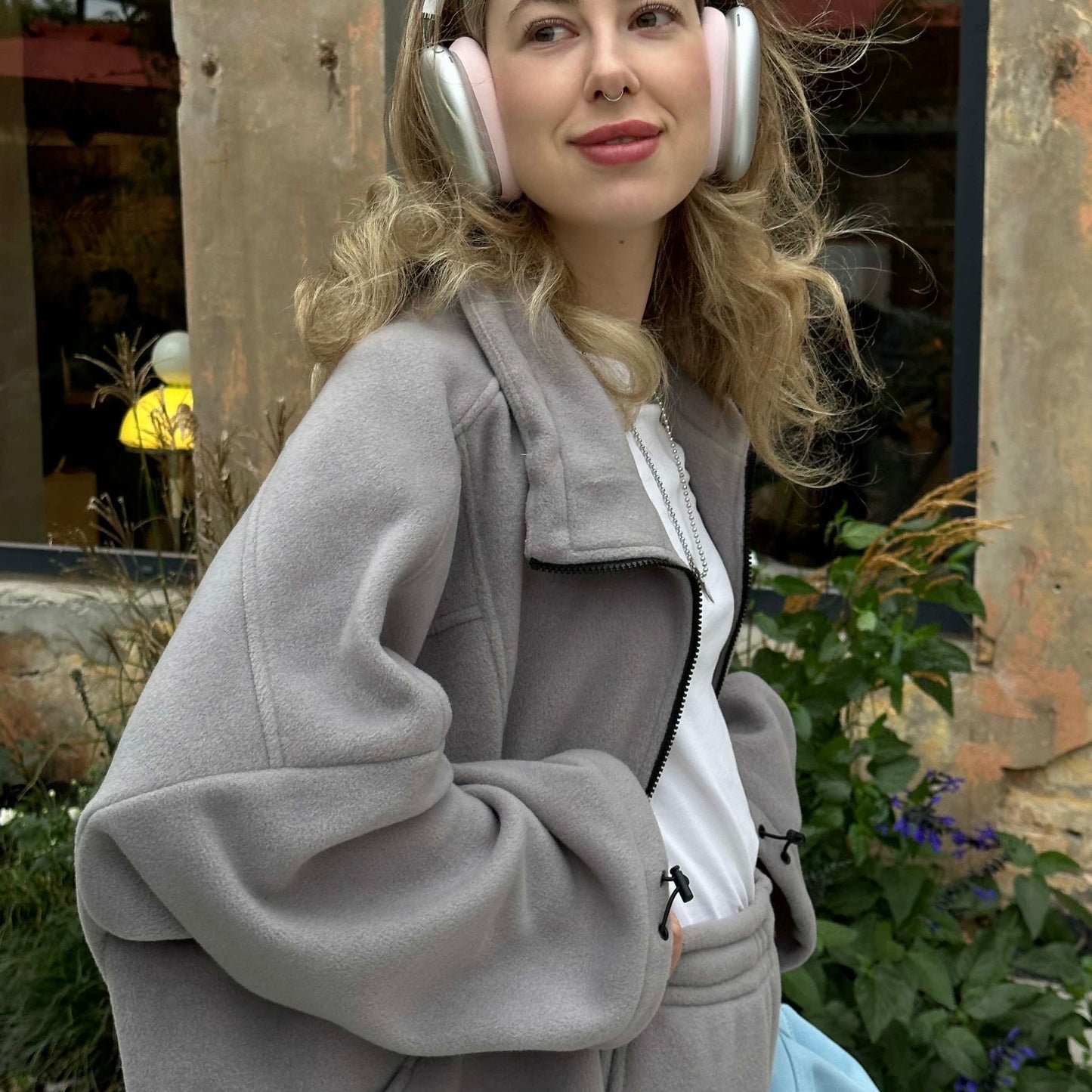 Zip-through fleece jacket gray