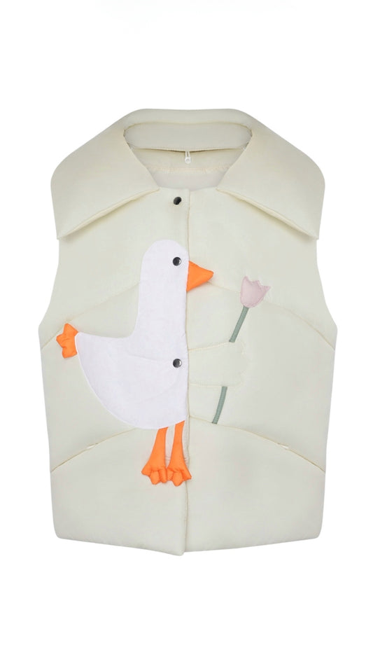 Vest "Little duck" creamy with detachable collar