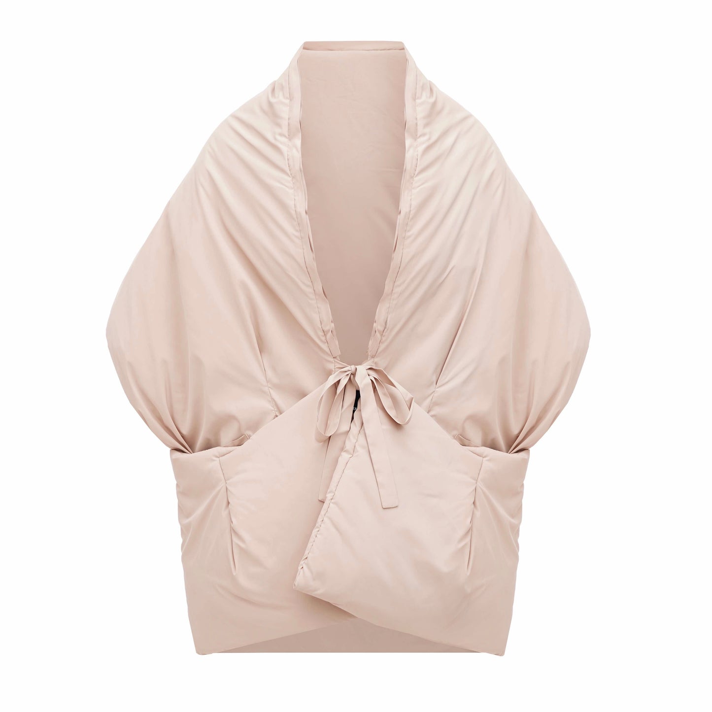 Beige Down vest with detachable hood