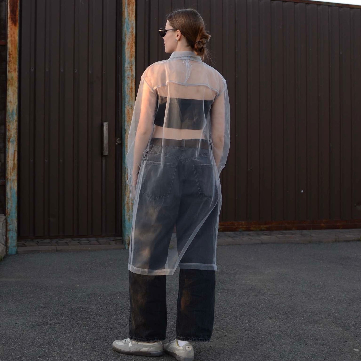 Elongated transparent gray shirt