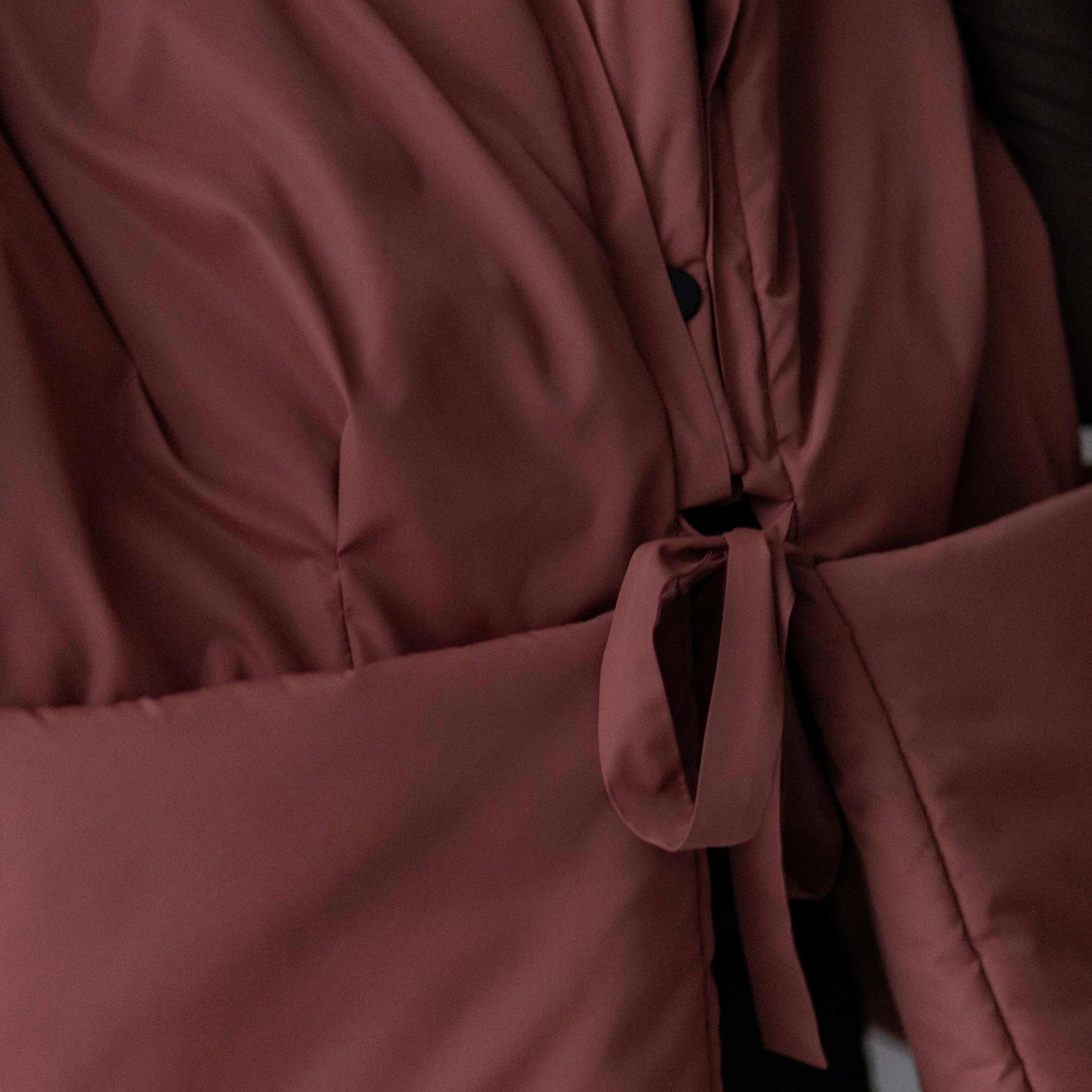 Terracotta Down vest with detachable hood