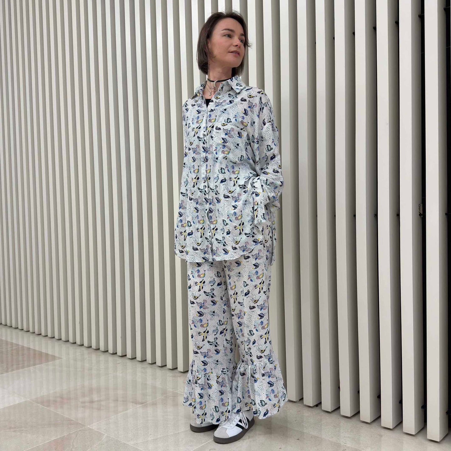 Shirt+ pants with a bird print