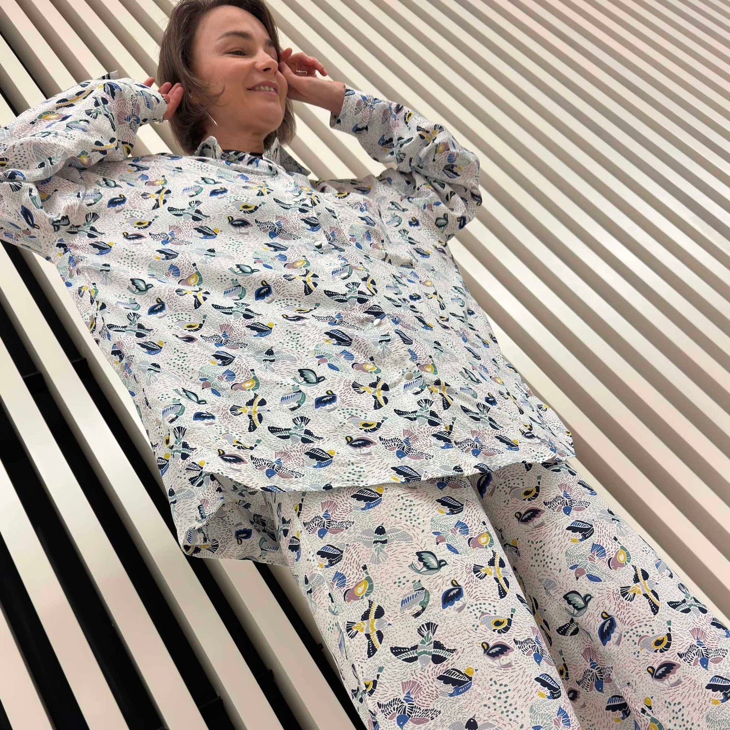 Shirt+ pants with a bird print