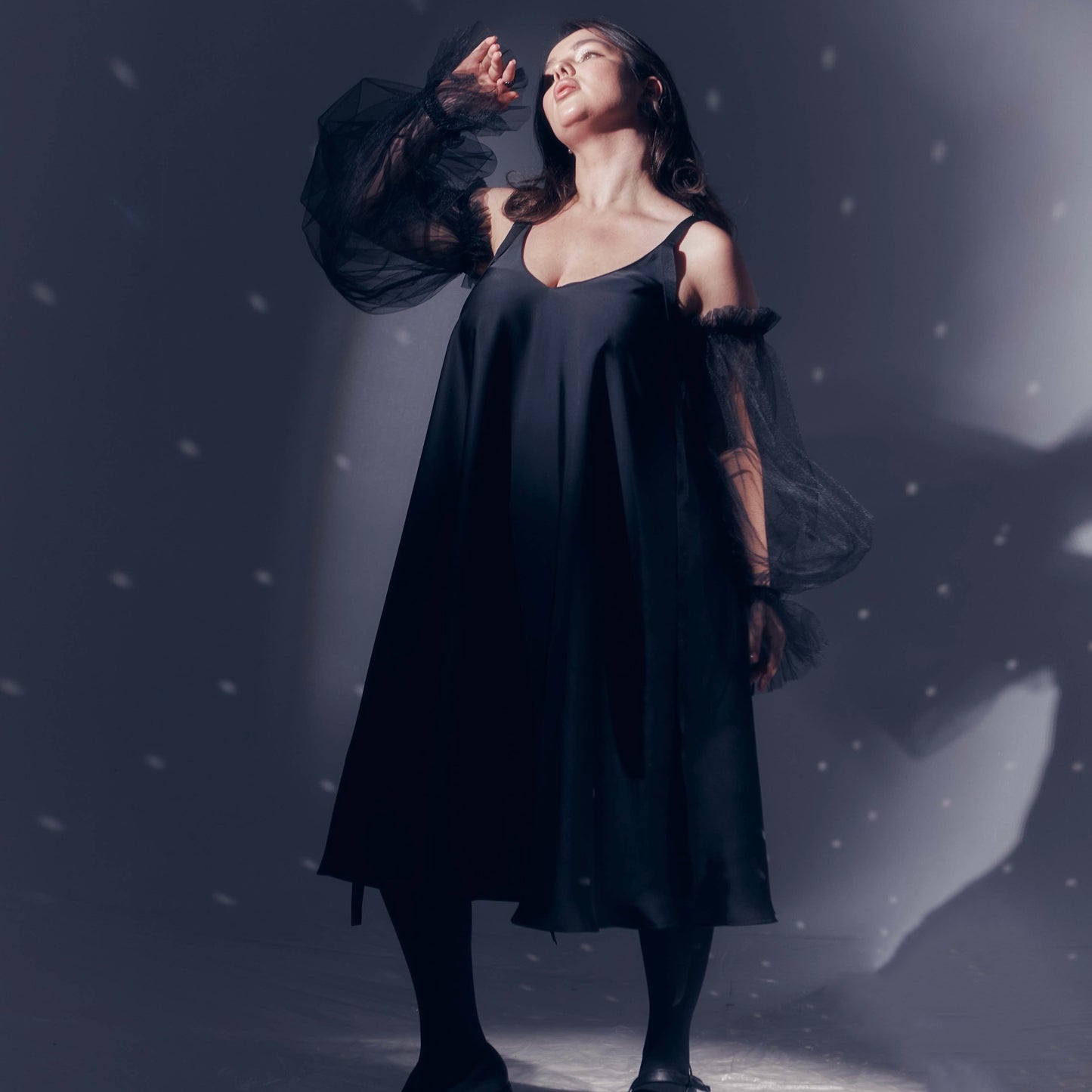 Black dress with ribbons