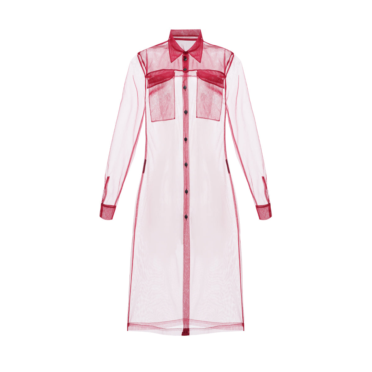 Elongated transparent marsala shirt
