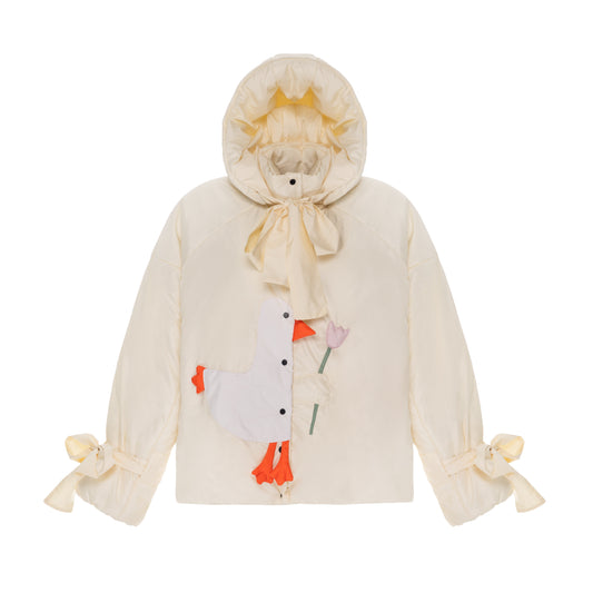 <tc>Куртка «Качечка» жовте масло зі знімними бантами і пристібним капюшоном</tc>