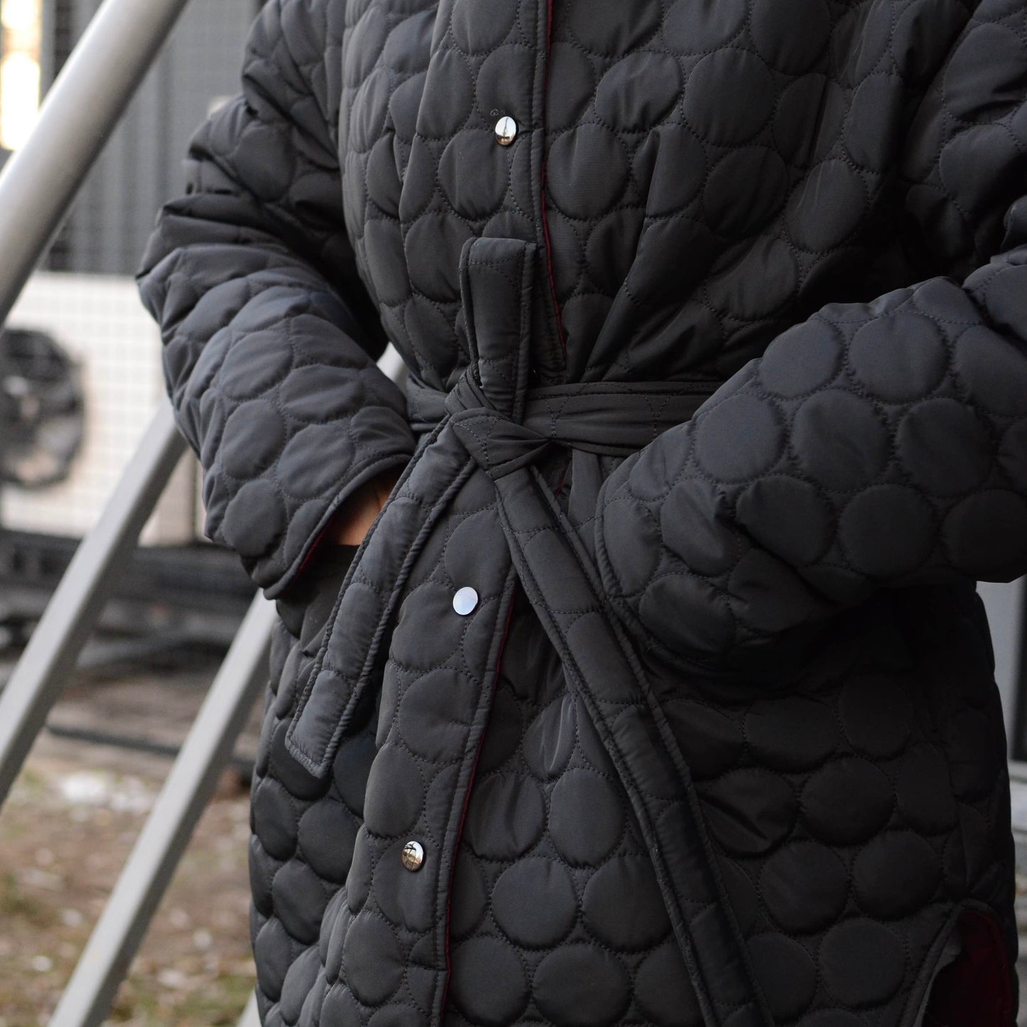Winter double-sided jacket marsala/black