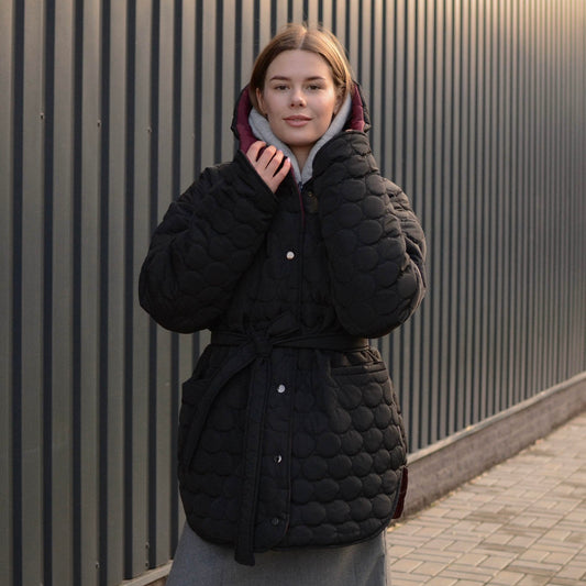 <tc>Зимова двостороння куртка марсала/чорний </tc>