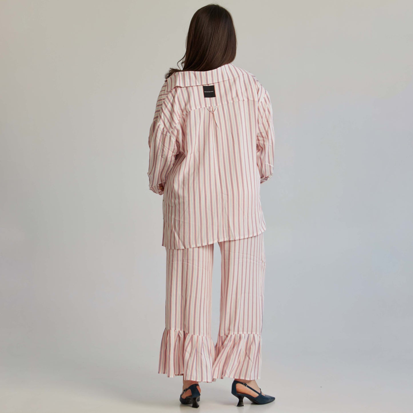 Striped pants with flounces
