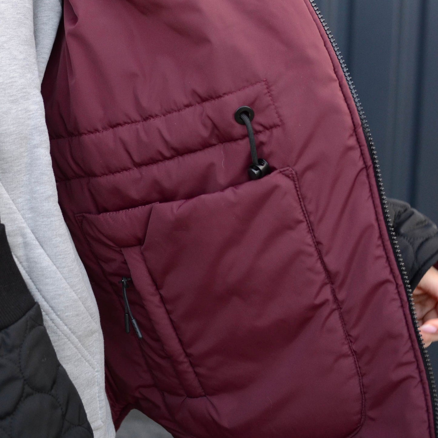 Winter double-sided jacket marsala/black
