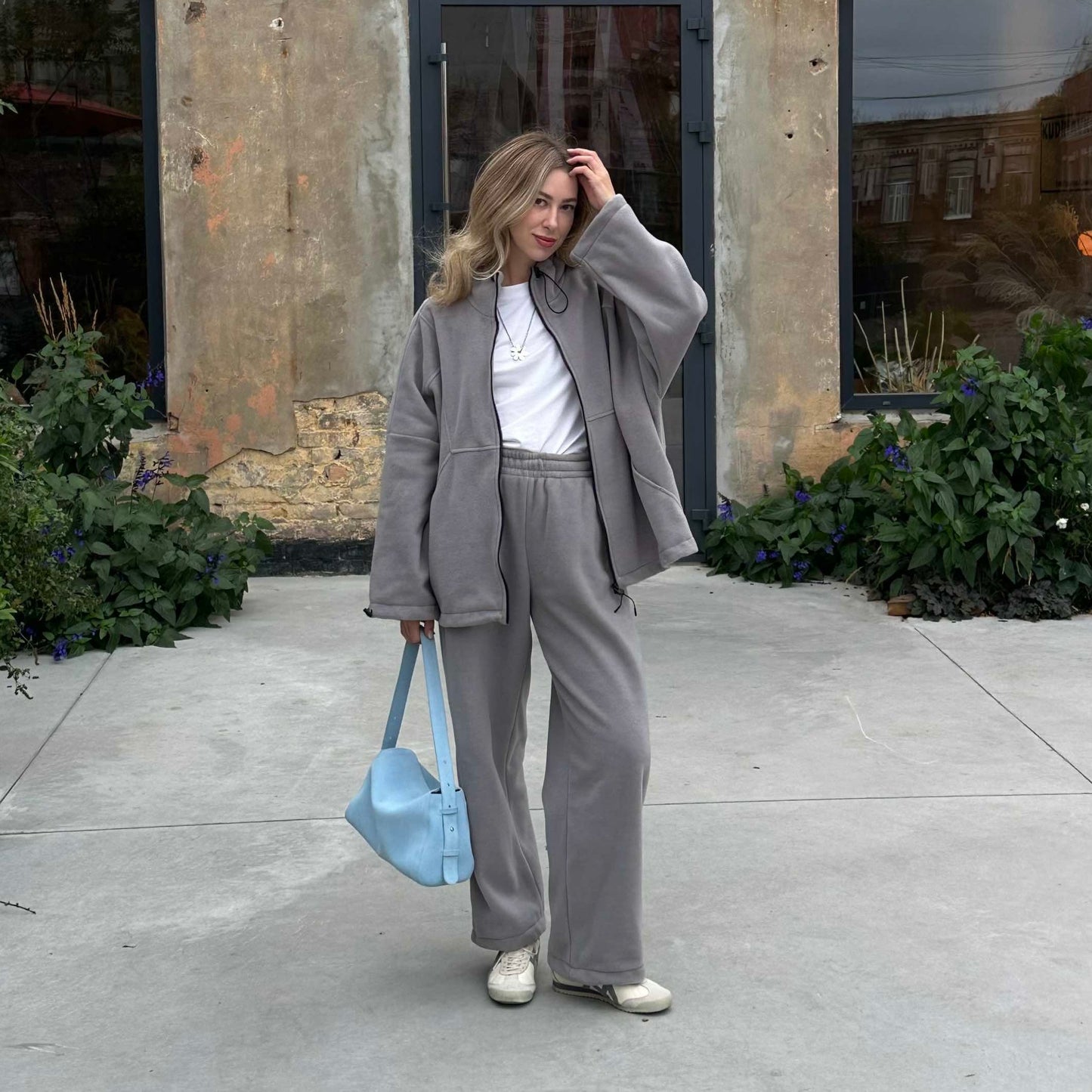 Zip-through fleece jacket gray