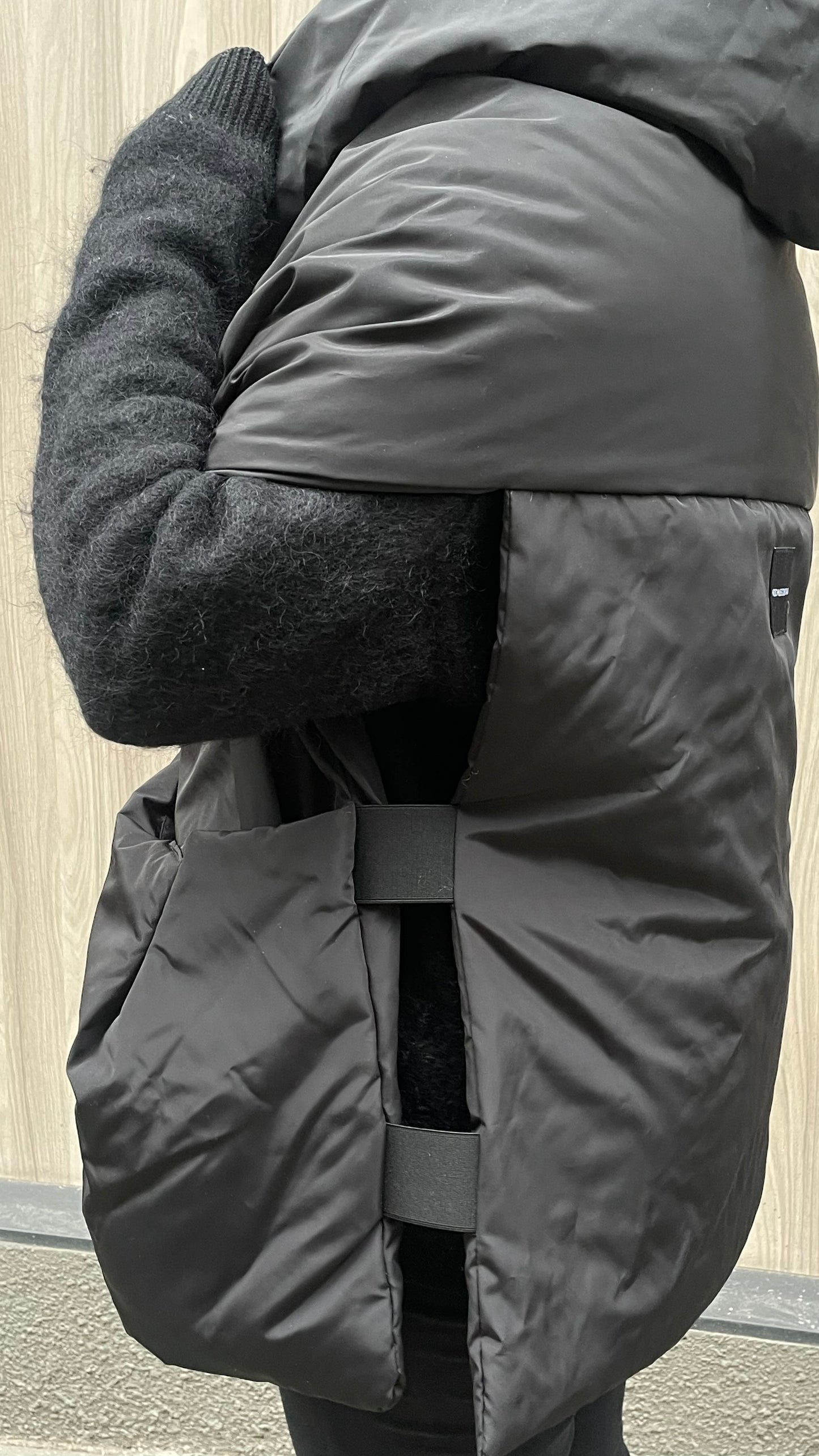 Black Down vest with detachable hood