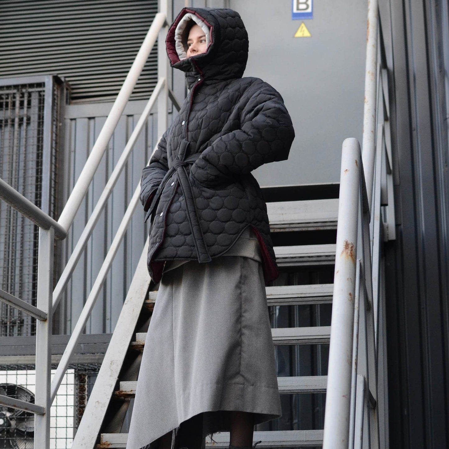 Winter double-sided jacket marsala/black