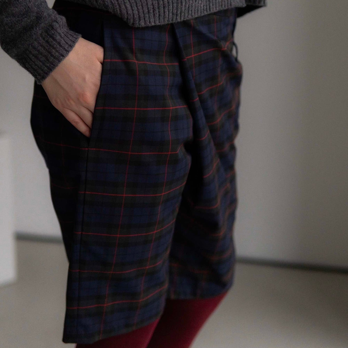 Checkered asymmetrical shorts