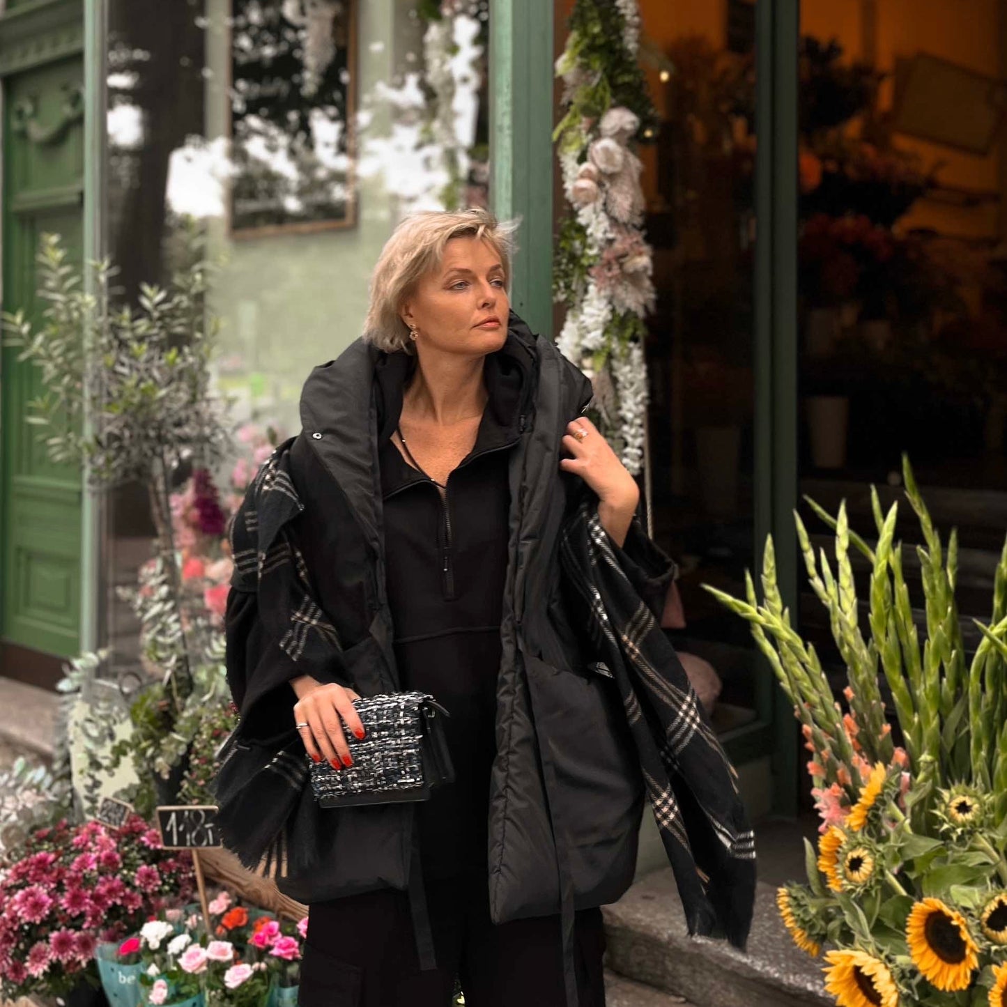 Black Down vest with detachable hood