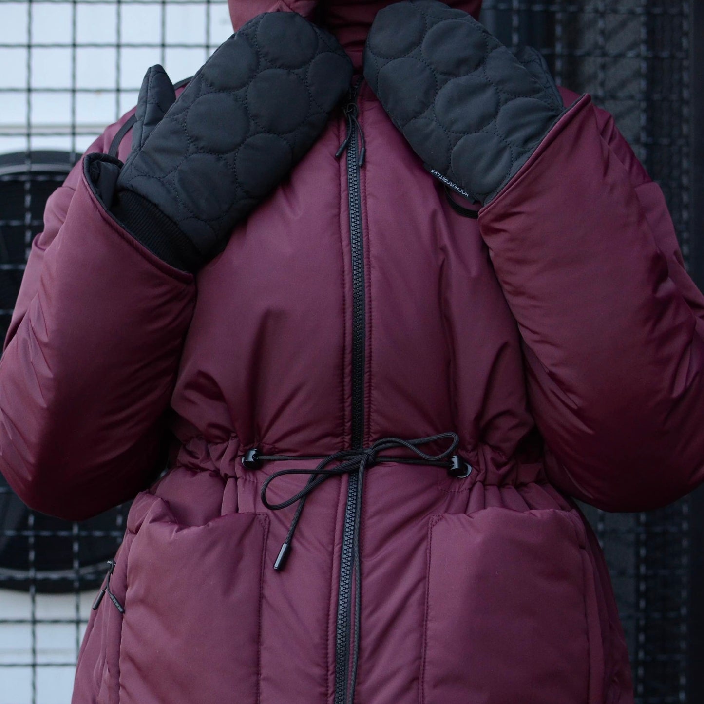 Winter double-sided jacket marsala/black