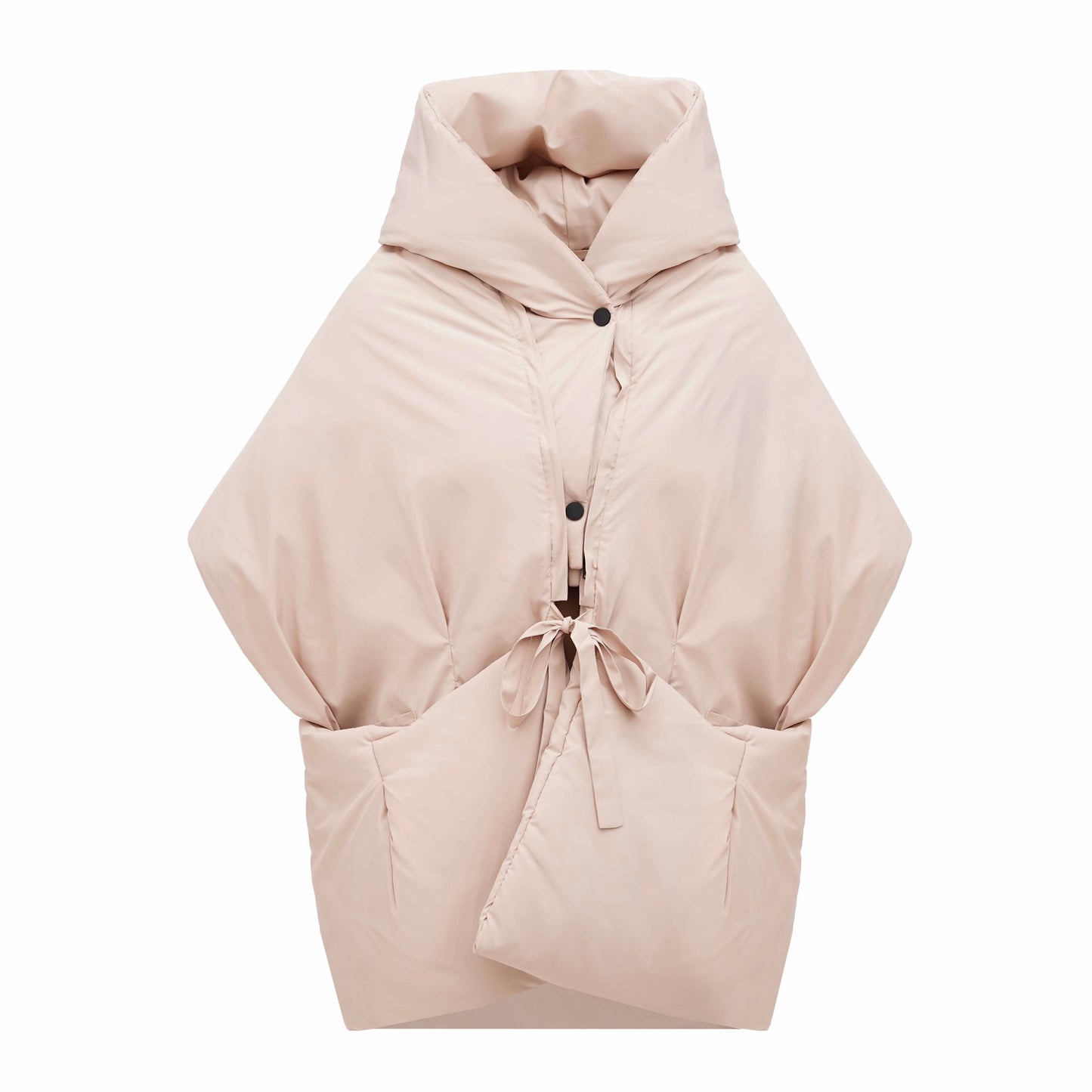 Beige Down vest with detachable hood