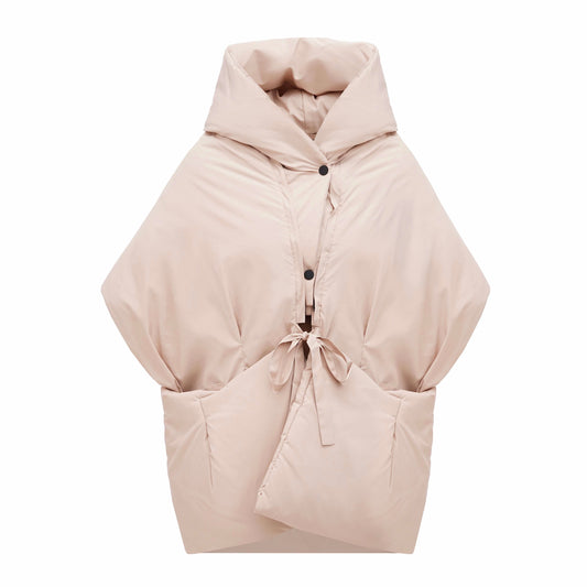 Жилетка бежевого кольору з відстібним капюшоном