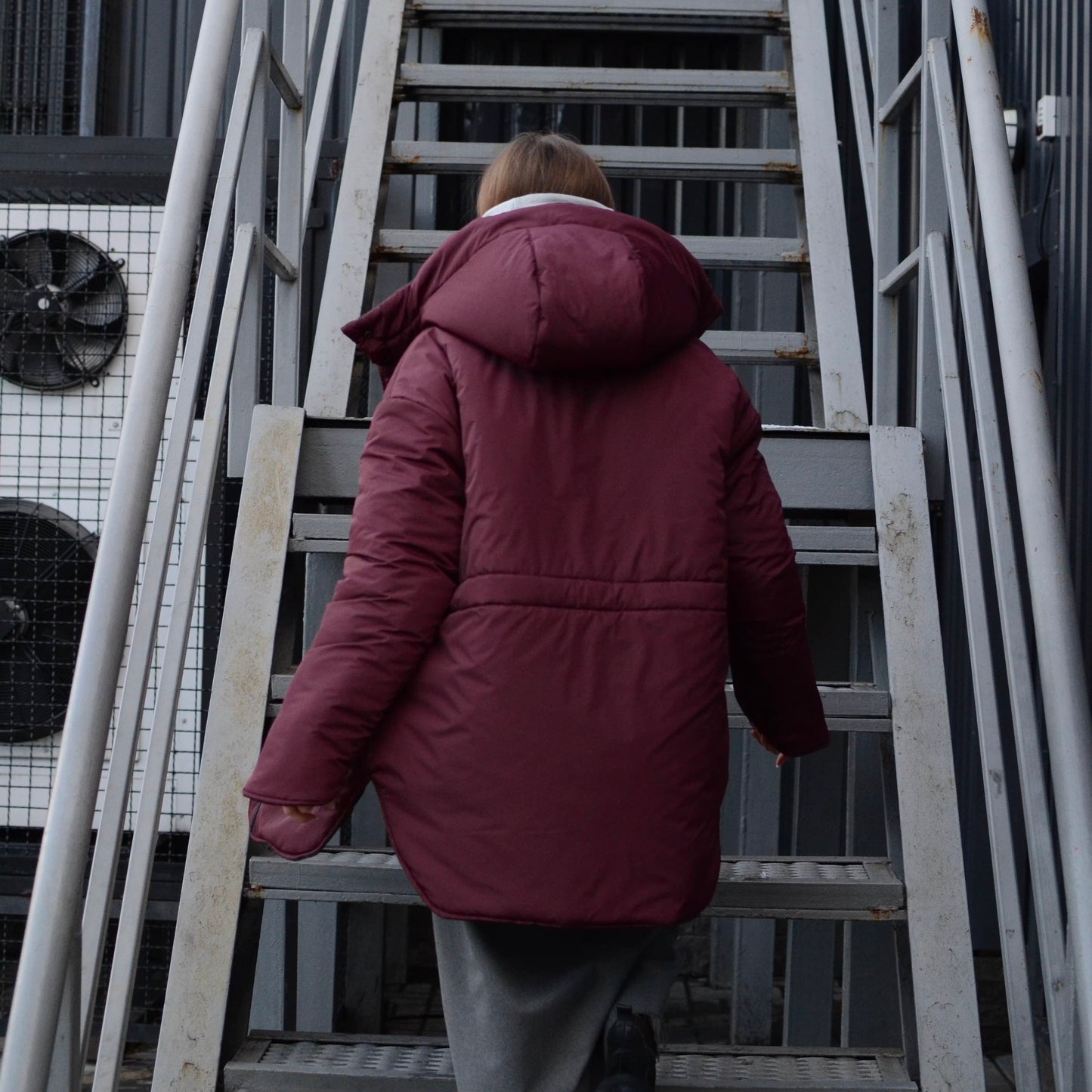 Winter double-sided jacket marsala/black