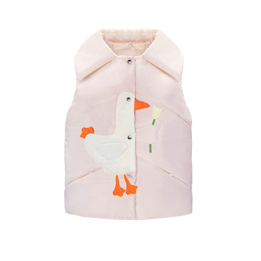 Жилетка «Качечка» рожева солодка вата з відстібним коміром