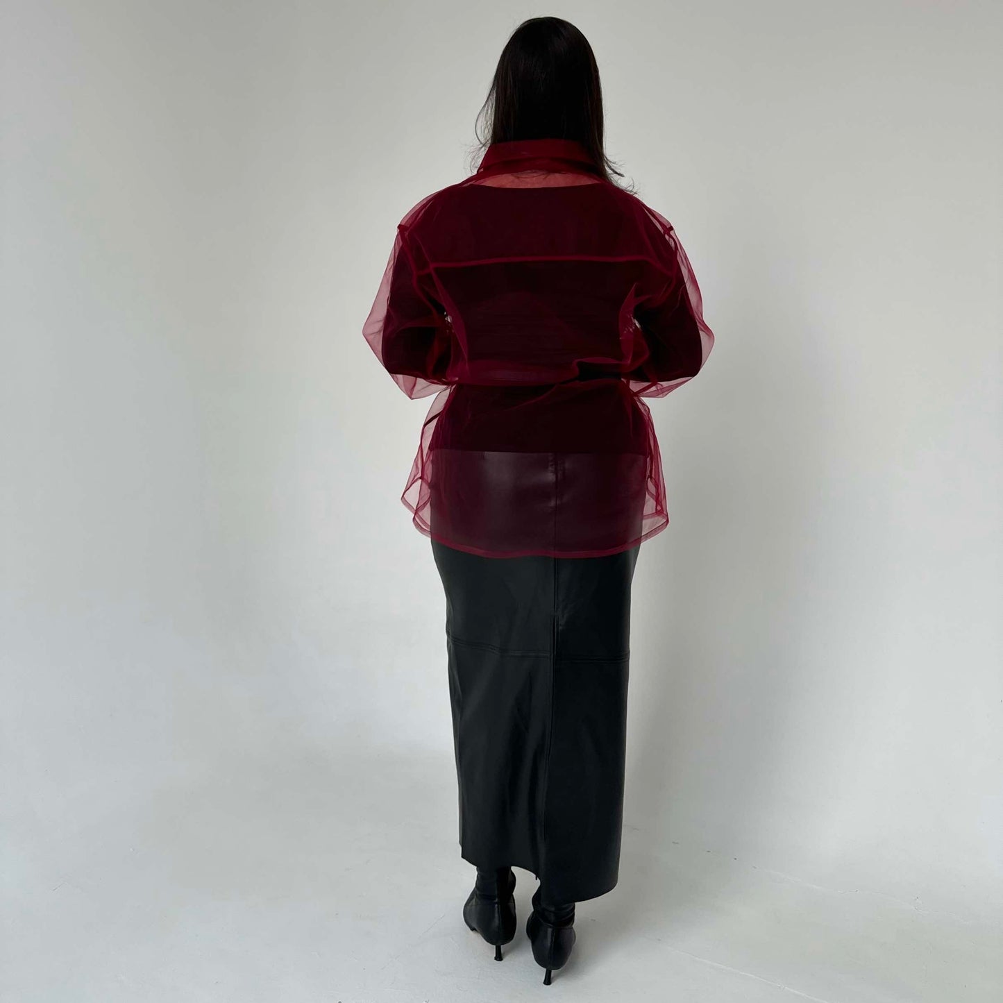 Transparent marsala shirt