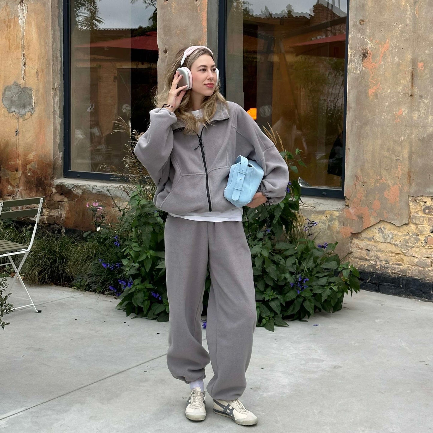 Zip-through fleece jacket gray