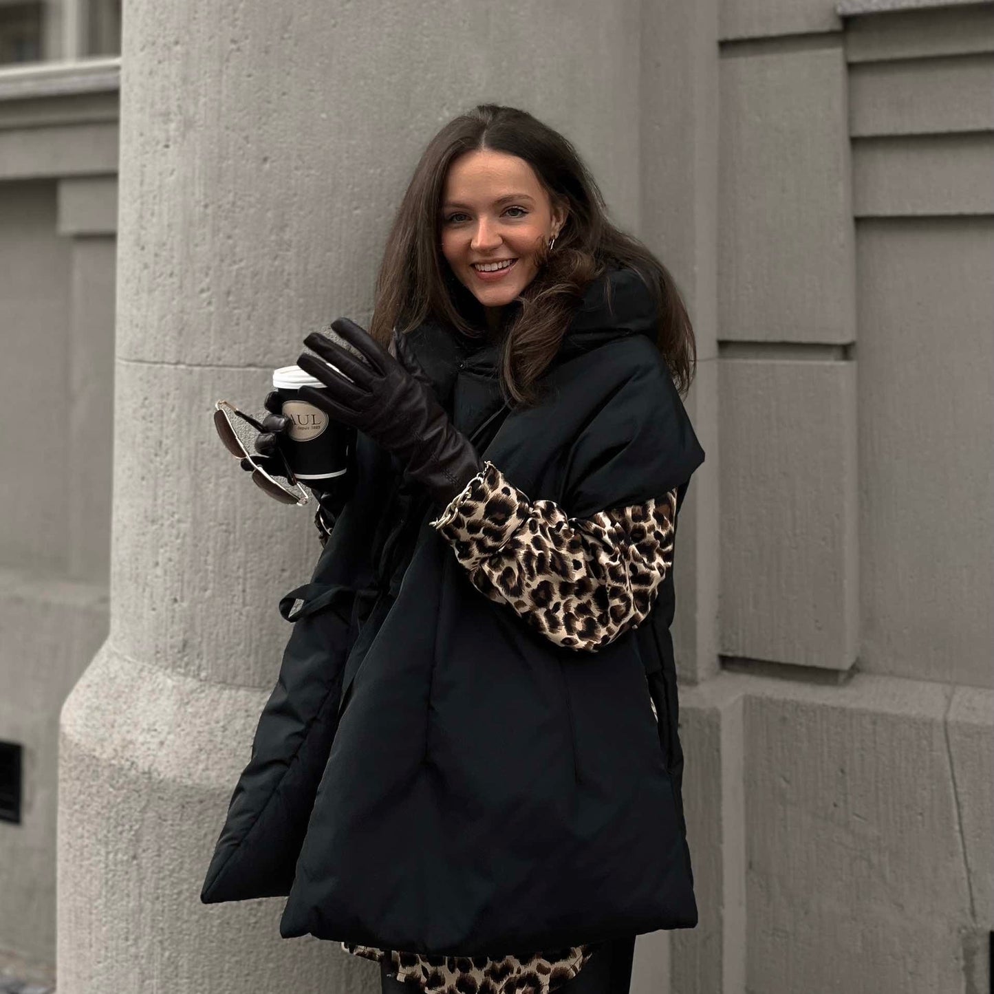 Black Down vest with detachable hood