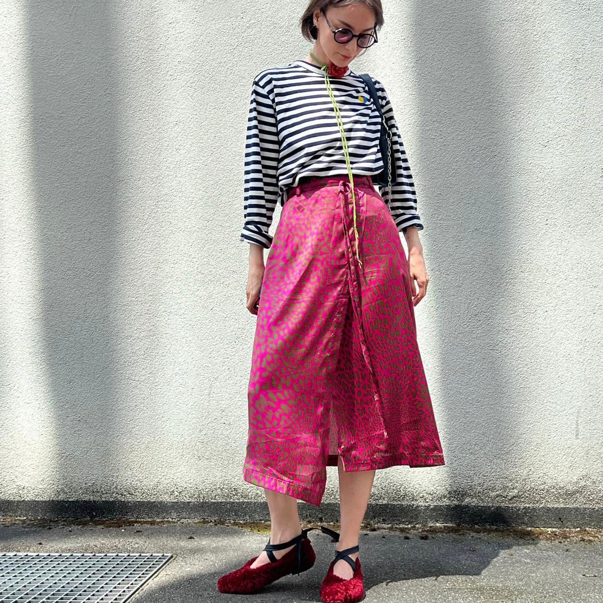 Asymmetrical skirt leopard