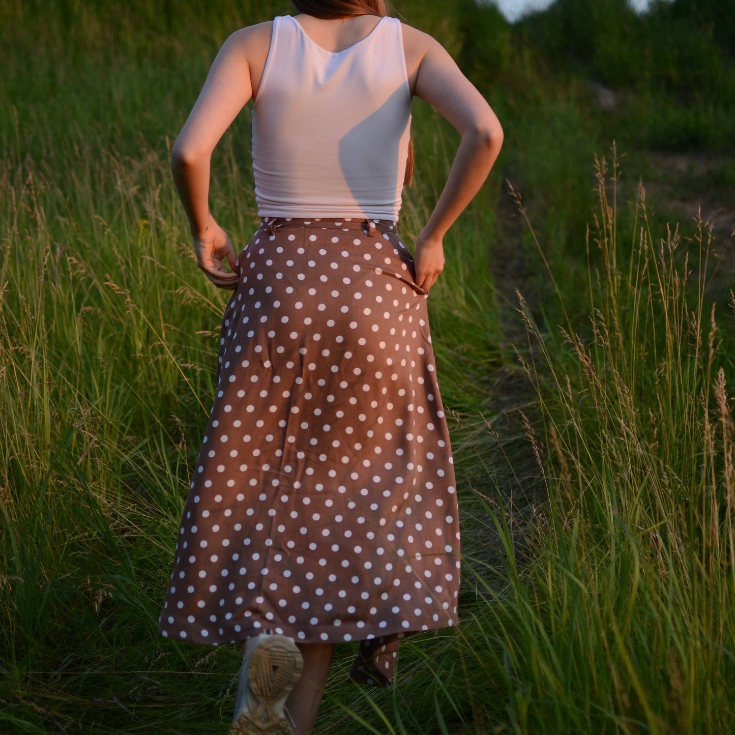 Polka asymmetrical skirt
