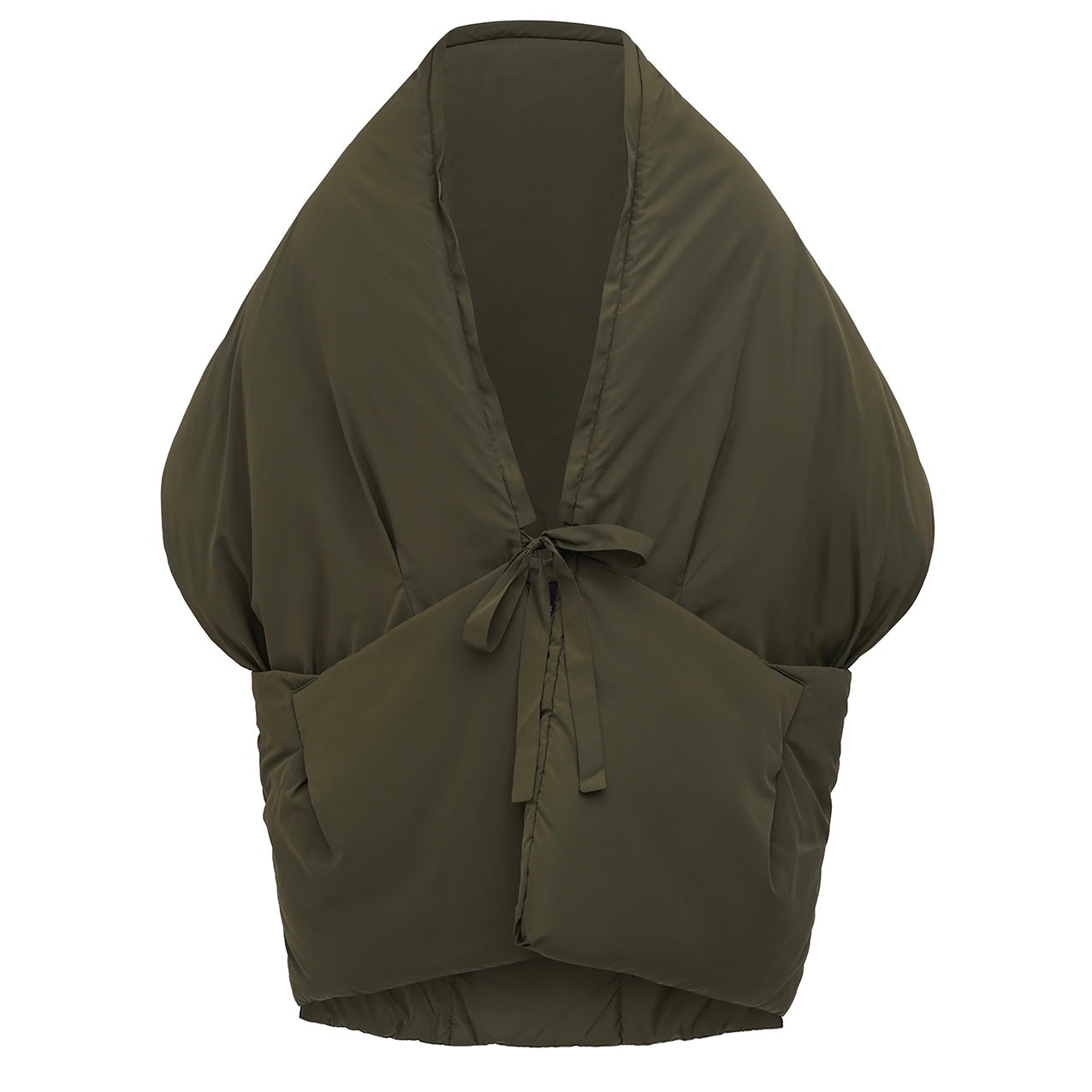 Khaki Down vest with detachable hood