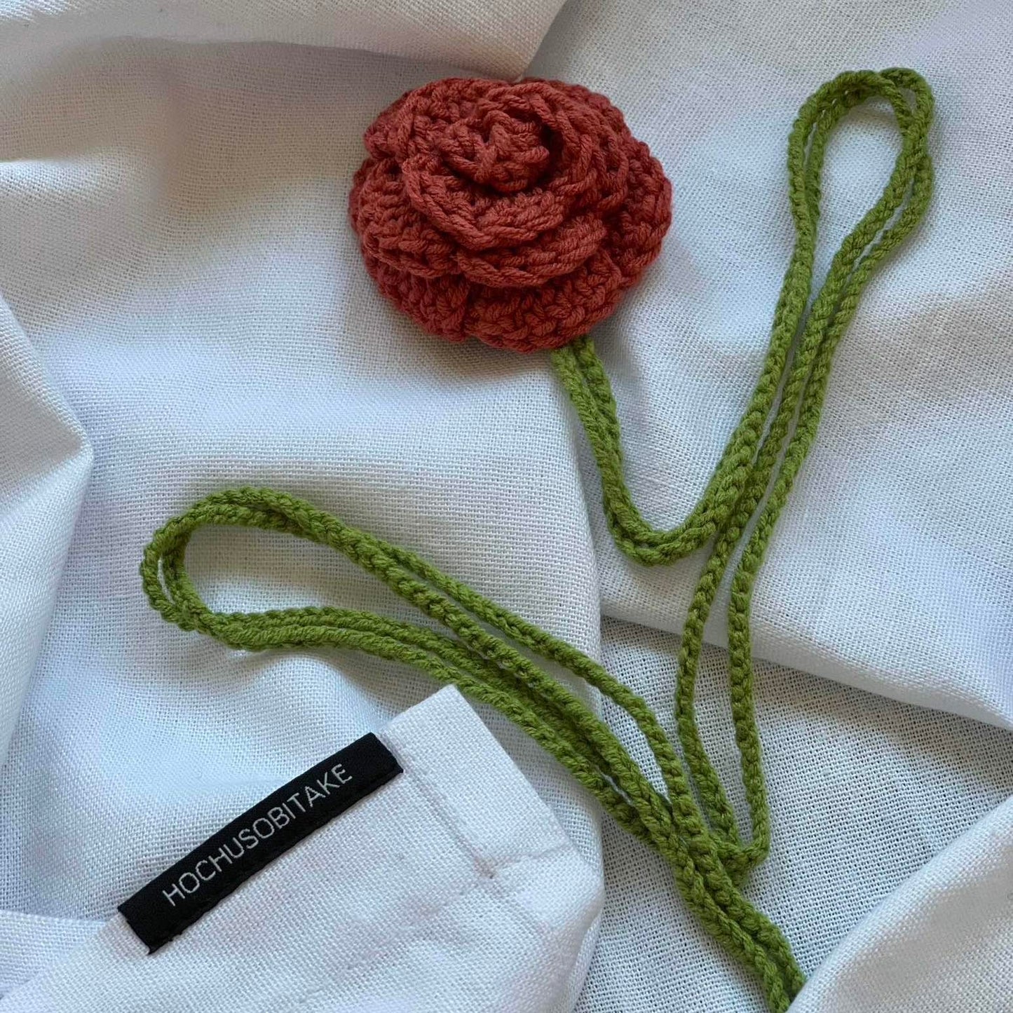 Crochet flower choker red rose