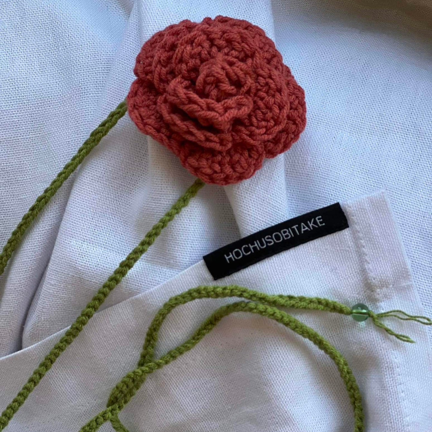 Crochet flower choker red rose