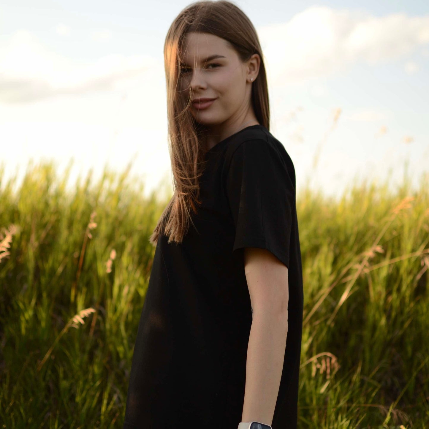 black T-shirt