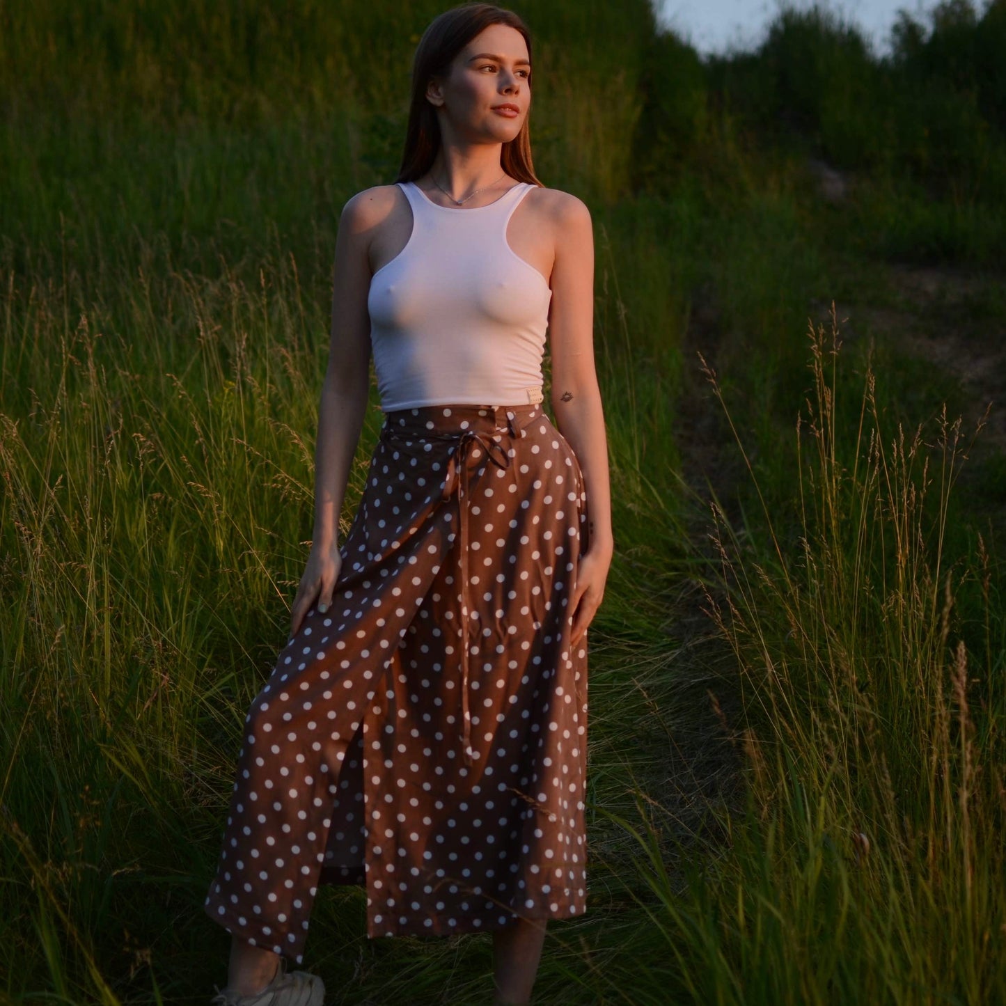 Polka asymmetrical skirt