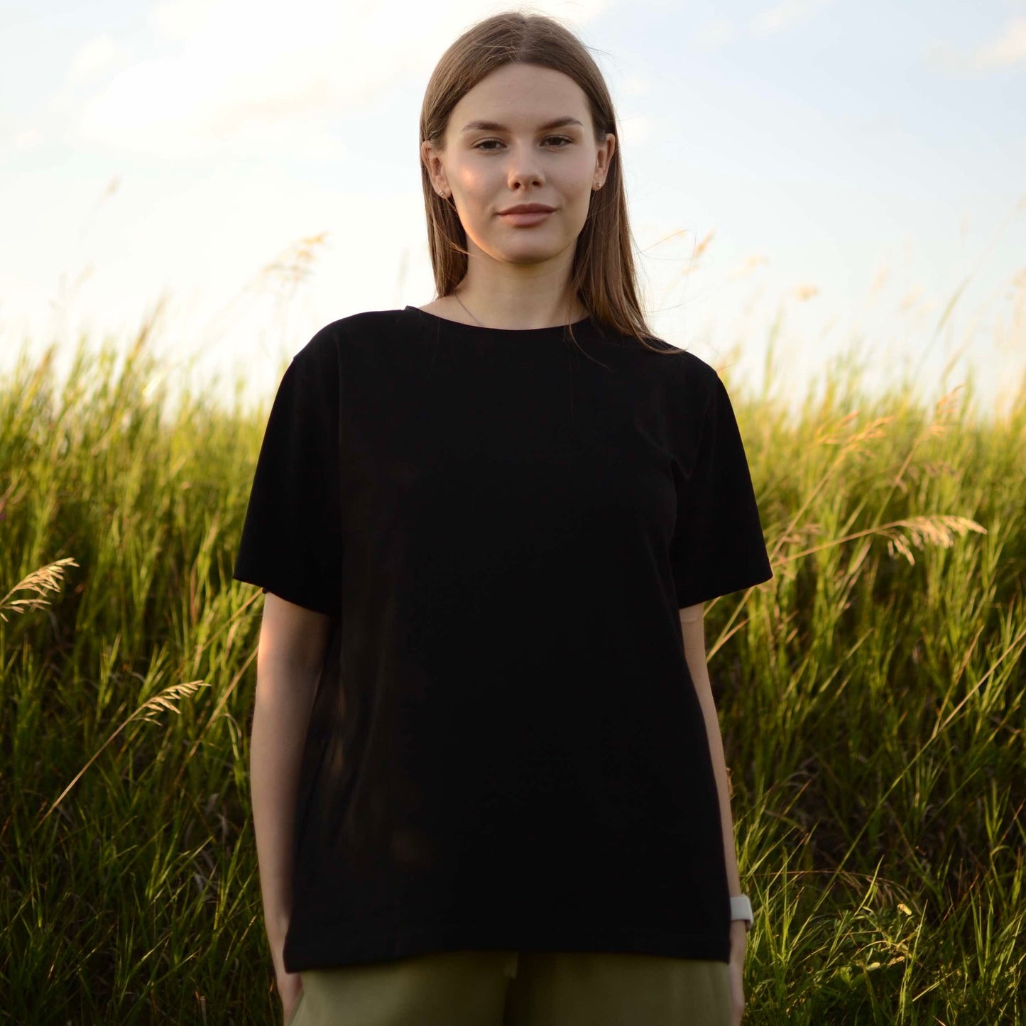 black T-shirt