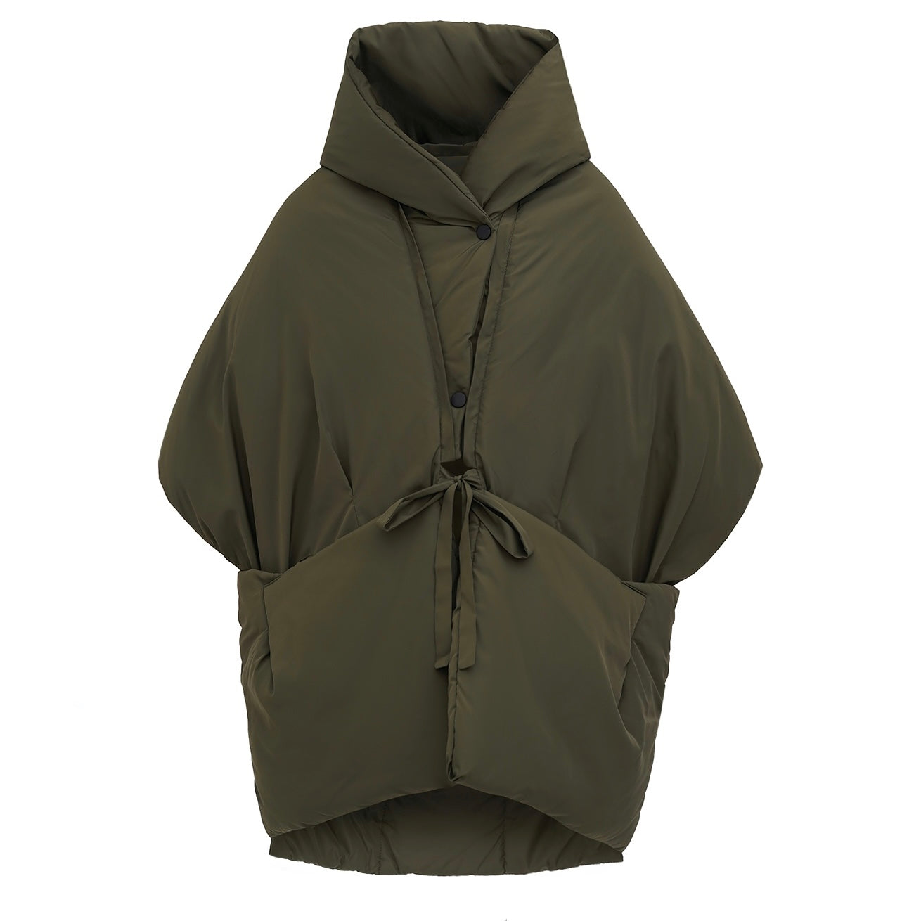 Khaki Down vest with detachable hood
