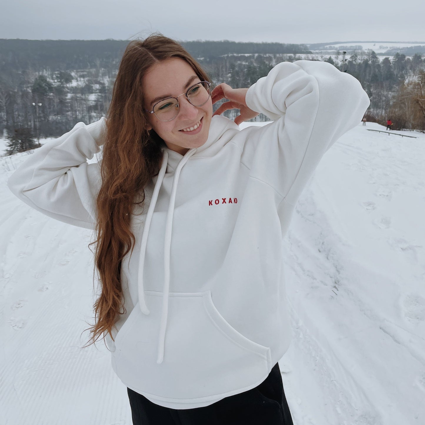 "LOVE'' milk fleece hoodie