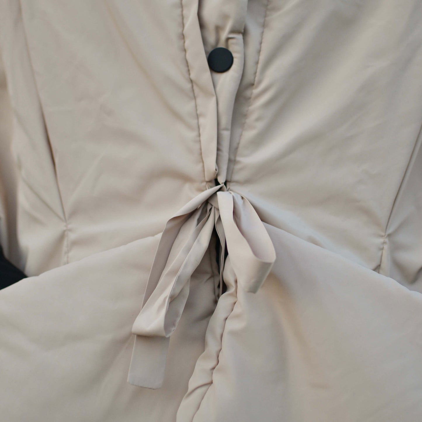 Beige Down vest with detachable hood