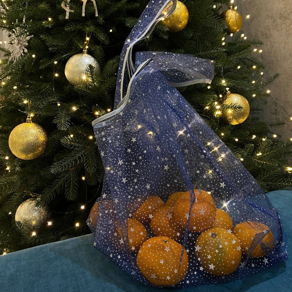 Blue transparent shopping bag
