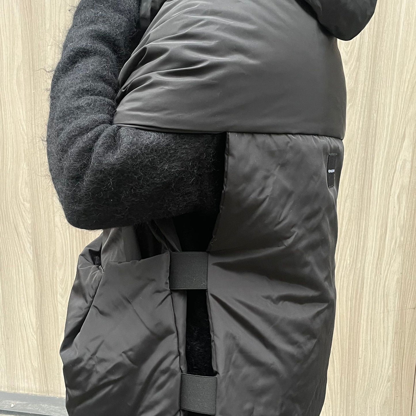 Black Down vest with detachable hood