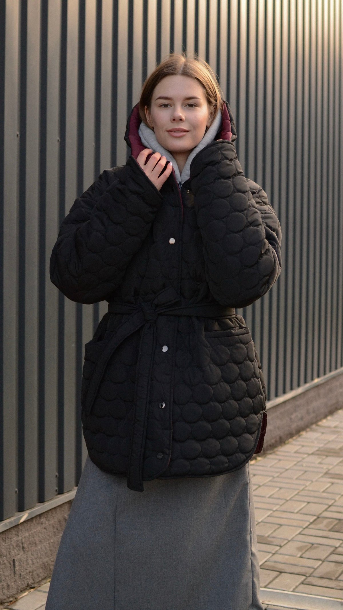 Winter double-sided jacket marsala/black