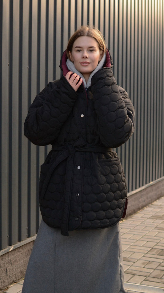 Winter double-sided jacket marsala/black
