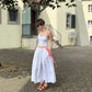 One-size organic linen skirt with ribbons