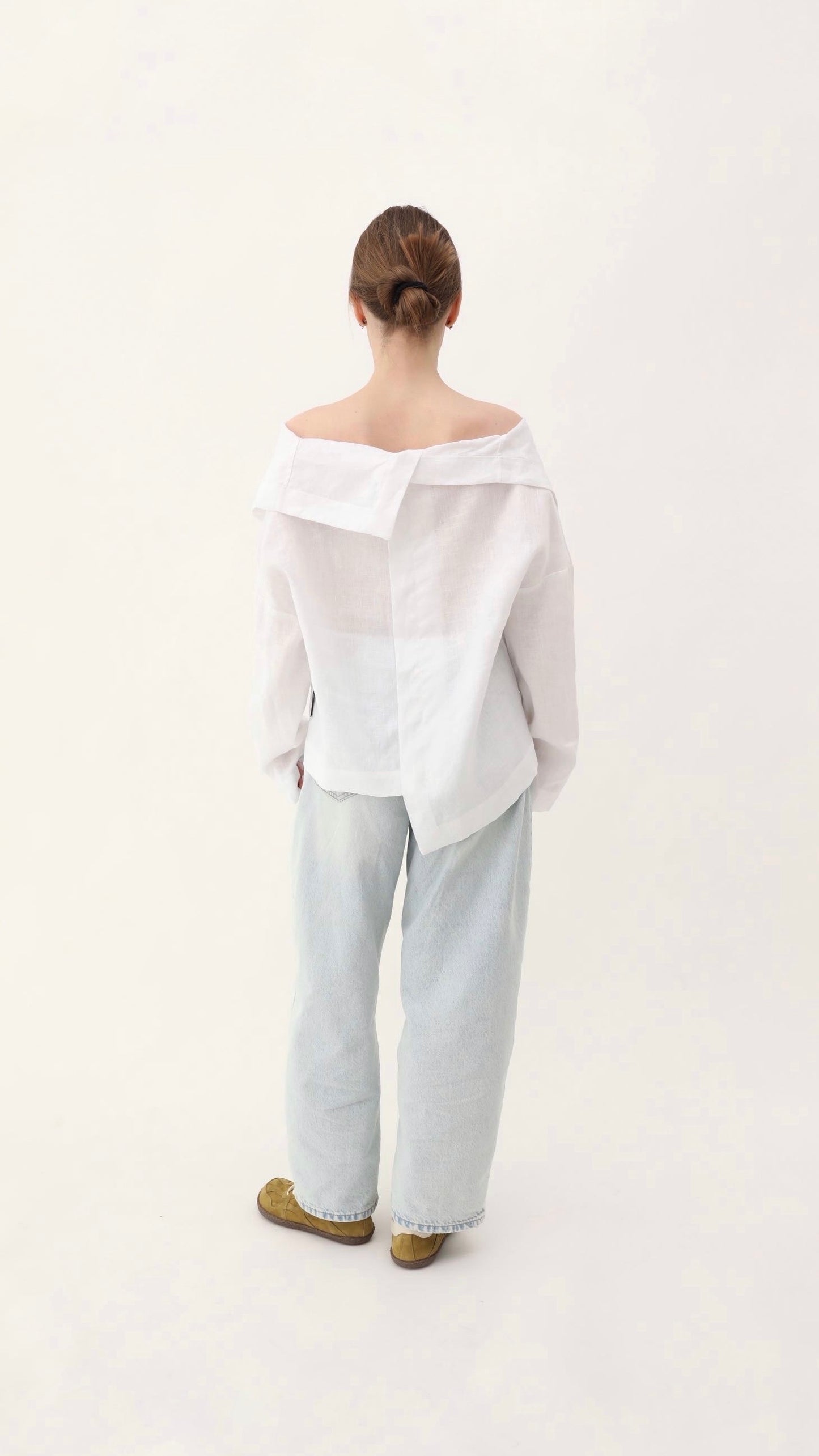 Asymmetrical organic linen shirt
