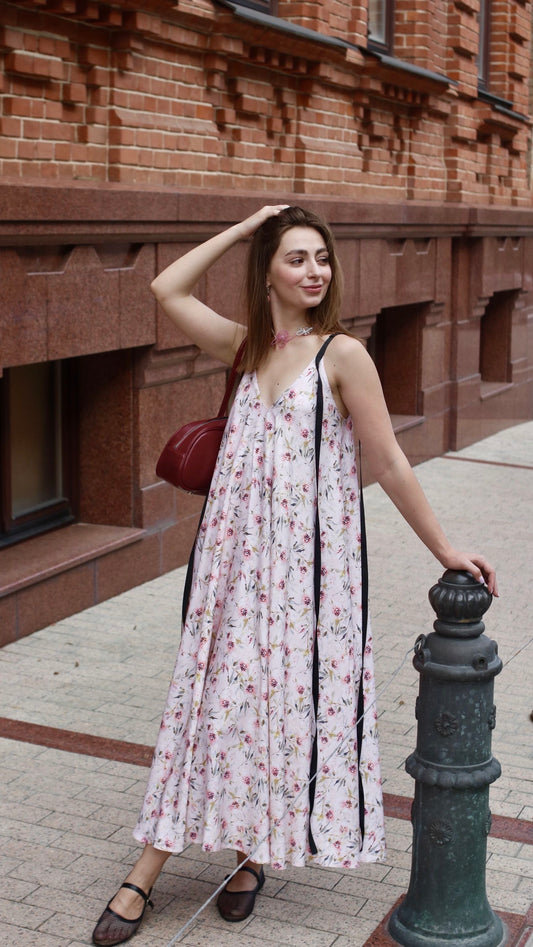 Dress with ribbons «Tea rose”